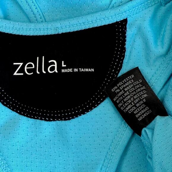 Zella Athletic Racerback Ruched Back Tank Top Gym Activewear Size L Long Blue - Picture 16 of 16